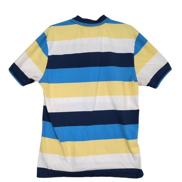 Bobson Men's XL Striped Polo Shirt Okayama Japan Streetwear Blue Yellow Preppy - Picture 3 of 6